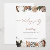 Neutrale Boho Winter Vakantie Party uitnodiging (Voorkant / Achterkant)