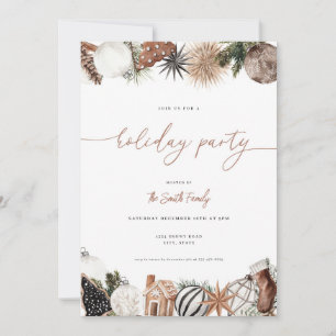 Neutrale Boho Winter Vakantie Party uitnodiging