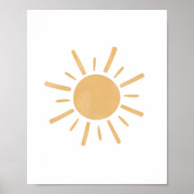 Neutrale Boho Yellow Sun Sunshine Nursery Art