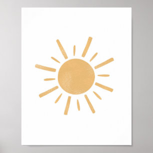 Neutrale Boho Yellow Sun Sunshine Nursery Art Poster