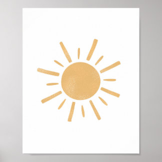 Neutrale Boho Yellow Sun Sunshine Nursery Art Poster