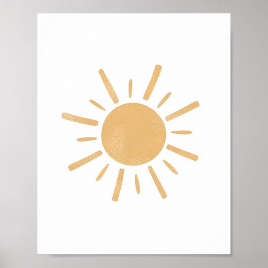 Neutrale Boho Yellow Sun Sunshine Nursery Art Poster (Voorkant)