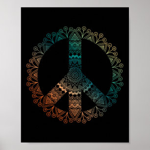 Neutrale Boho Yoga Sierlijke Mandala Vredesteken H Poster