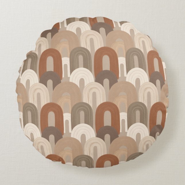 Neutrale Boog Abstract Patroon Rond Kussen (Voorkant)