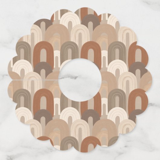 Neutrale Boog Abstract Patroon Wijnglaslabel (Voorkant)