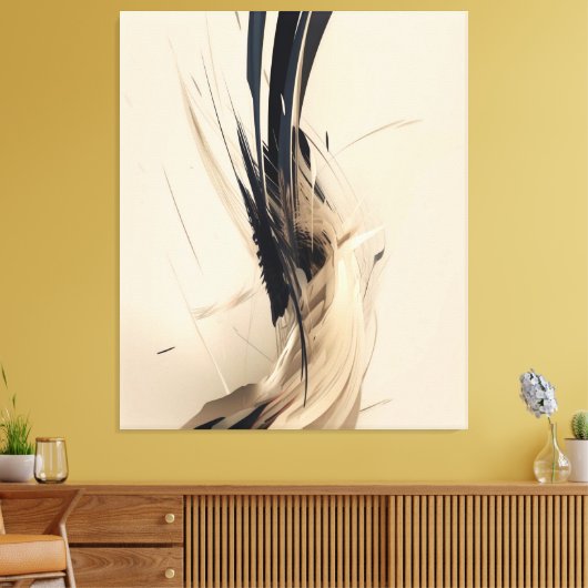 Neutrale botanische Abstracte minimalistische Natu Canvas Afdruk (Insitu (Woonkamer))