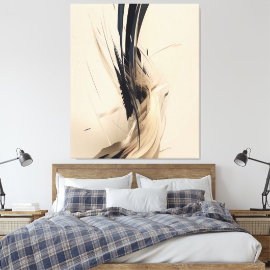 Neutrale botanische Abstracte minimalistische Natu Canvas Afdruk (Insitu (Slaapkamer))