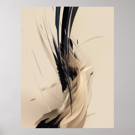 Neutrale botanische Abstracte minimalistische Natu Poster (Voorkant)