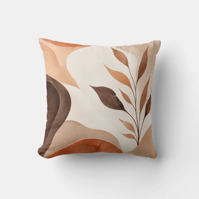 Neutrale Botanische Abstracte Worpkussen Kussen (Voorkant)