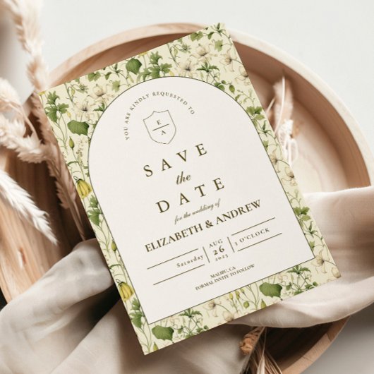 Neutrale Botanische Boog Tuin Bruiloft Save The Date
