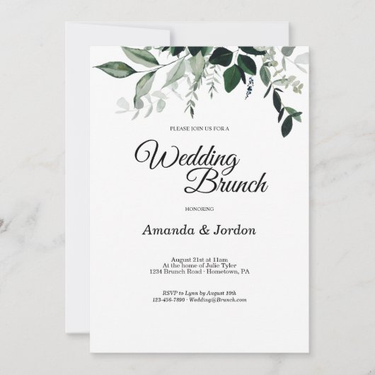 Neutrale botanische bruiloft Brunch Uitnodiging (Voorkant)