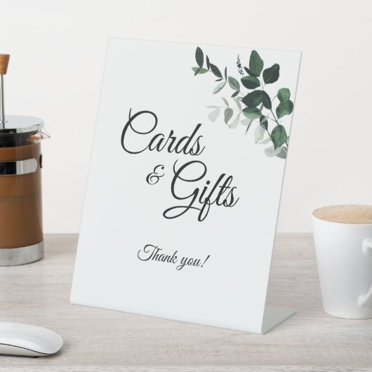 Neutrale botanische bruiloft en cadeaus reclamebord met voetstuk (Insitu)