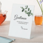 Neutrale botanische bruiloft Gentlemen Bathroom Reclamebord Met Voetstuk (Insitu)