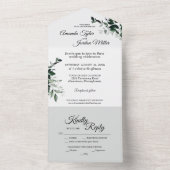 Neutrale botanische bruiloft in één uitnodiging (Binnen)