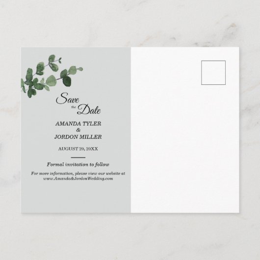 Neutrale botanische bruiloft Opslaan Briefkaart Da (Achterkant)