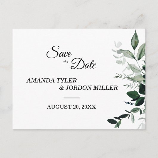 Neutrale botanische bruiloft Opslaan Briefkaart Da (Voorkant)