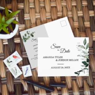 Neutrale botanische bruiloft Opslaan Briefkaart Da