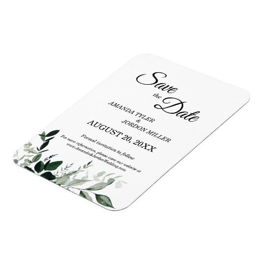 Neutrale botanische bruiloft Opslaan Datum magneet (Linkerzijde)