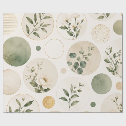 Neutrale botanische cirkelpatroon cadeaupapier (Vlak)