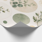Neutrale botanische cirkelpatroon cadeaupapier (Hoek)
