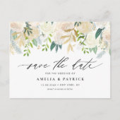 Neutrale Botanische Garland QR-code Save the Date Aankondigingskaart (Voorkant)