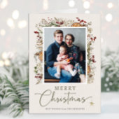 Neutrale botanische kerstkaart kaart