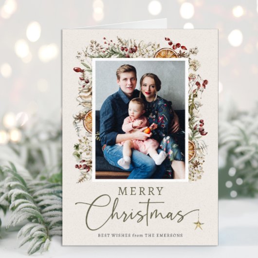 Neutrale Botanische Kerstmis Kaart