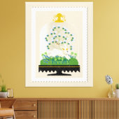 Neutrale botanische konijnenklok Franse boerderij Canvas Afdruk (Insitu (Woonkamer))