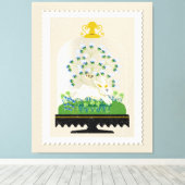 Neutrale botanische konijnenklok Franse boerderij Canvas Afdruk (Insitu (Houten vloer))