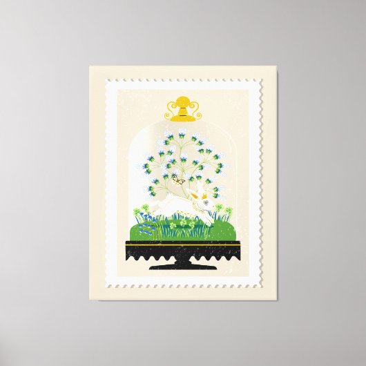 Neutrale botanische konijnenklok Franse boerderij Canvas Afdruk (Voorkant)