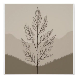 neutrale botanische lijn perfect poster