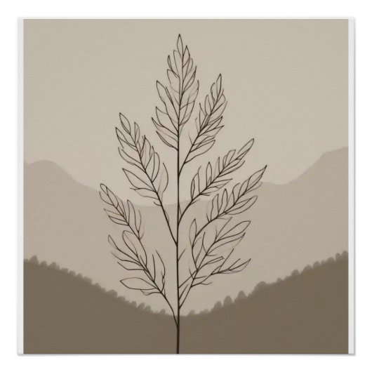 neutrale botanische lijn perfect poster (Voorkant)