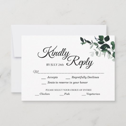 Neutrale botanische respons Kaart met maaltijdkeuz (Voorkant)