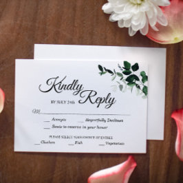 Neutrale botanische respons Kaart met maaltijdkeuz