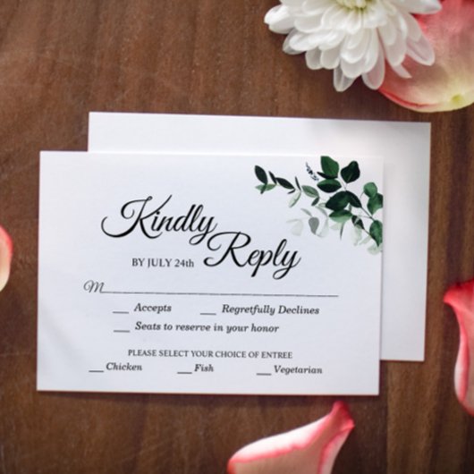 Neutrale botanische respons Kaart met maaltijdkeuz