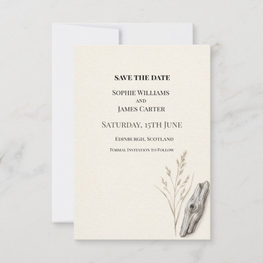 Neutrale Botanische Trouwdag Save The Date (Voorkant)