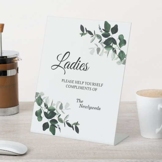 Neutrale Botanische Weddenschap Dames Bathroom Reclamebord Met Voetstuk (Insitu)