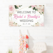 Neutrale bruiloft aanpassen Modern Roos Gold Lijst Spandoek (Insitu)