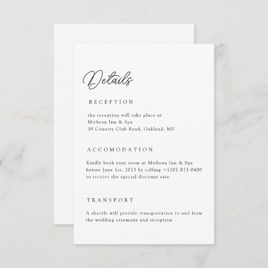 Neutrale bruiloft Details Qr Code Enclosure Kaart (Voorkant / Achterkant)