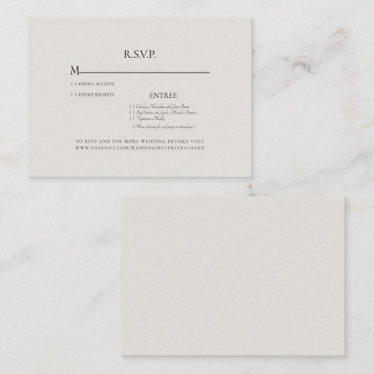 Neutrale bruiloft RSVP-behuizing Informatiekaartje (Voorkant / Achterkant)