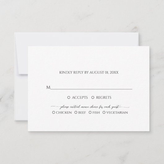 Neutrale bruiloft RSVP kaartje (Achterkant)