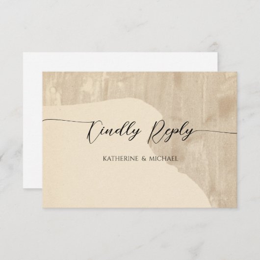 Neutrale bruiloft RSVP kaartje (Voorkant / Achterkant)