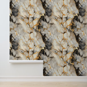 Neutrale Bruin Goud Metallic Look Behang