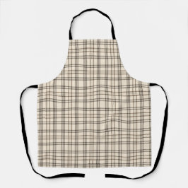 Neutrale bruine en beige fijne tartan schort