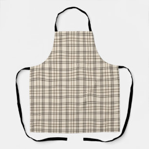 Neutrale bruine en beige fijne tartan schort