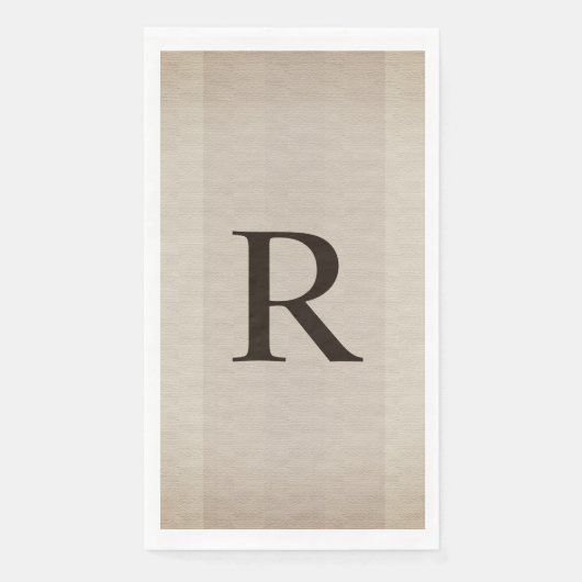 Neutrale bruine en Tan getextureerde monogrammen Servet (Voorkant)