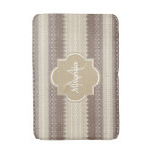 Neutrale bruine en Tan Knit patroon met naam Badmat (Voorkant Verticaal)