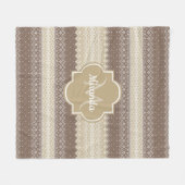 Neutrale bruine en Tan Knit patroon met naam Fleece Deken (Voorkant (Horizontaal))