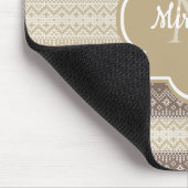 Neutrale bruine en Tan Knit patroon met naam Muismat (Hoek)