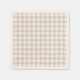 Neutrale bruine geruite stof  servet